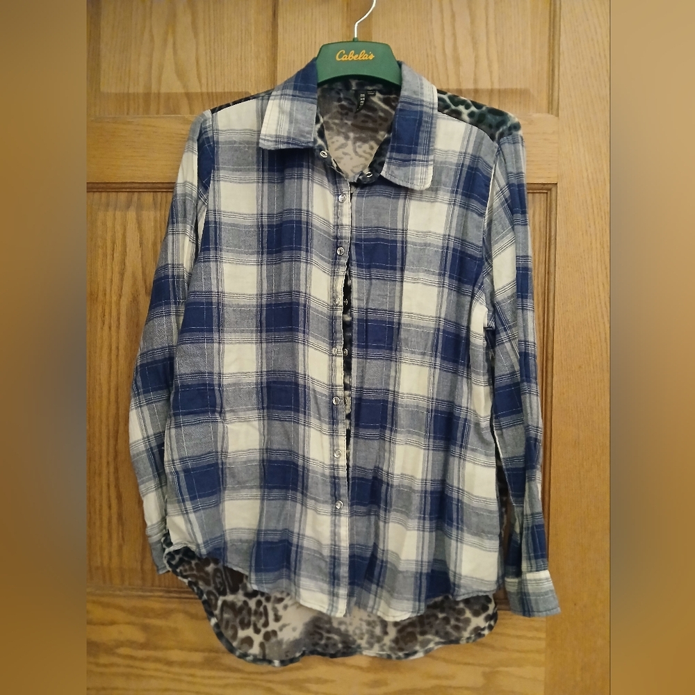 Ethyl Blue Plaid Sz Xl Snap down Shirt